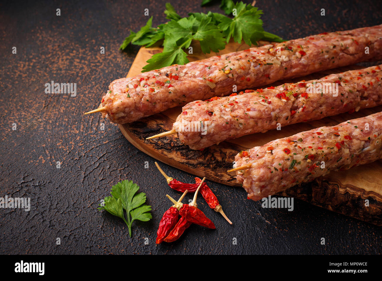Minced meat skewers lula kebab Stock Photo Alamy