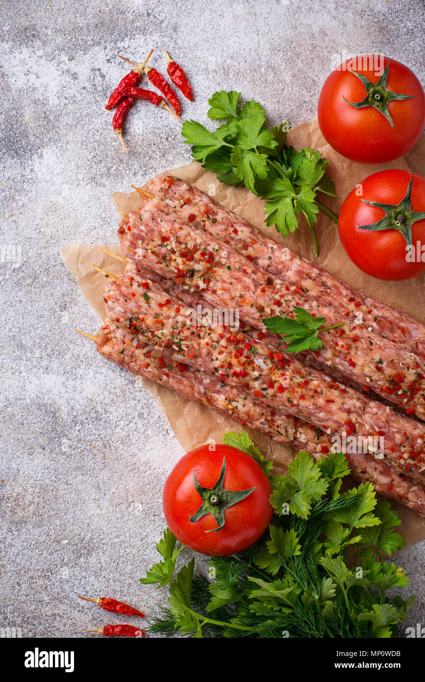 Minced meat skewers lula kebab Stock Photo Alamy