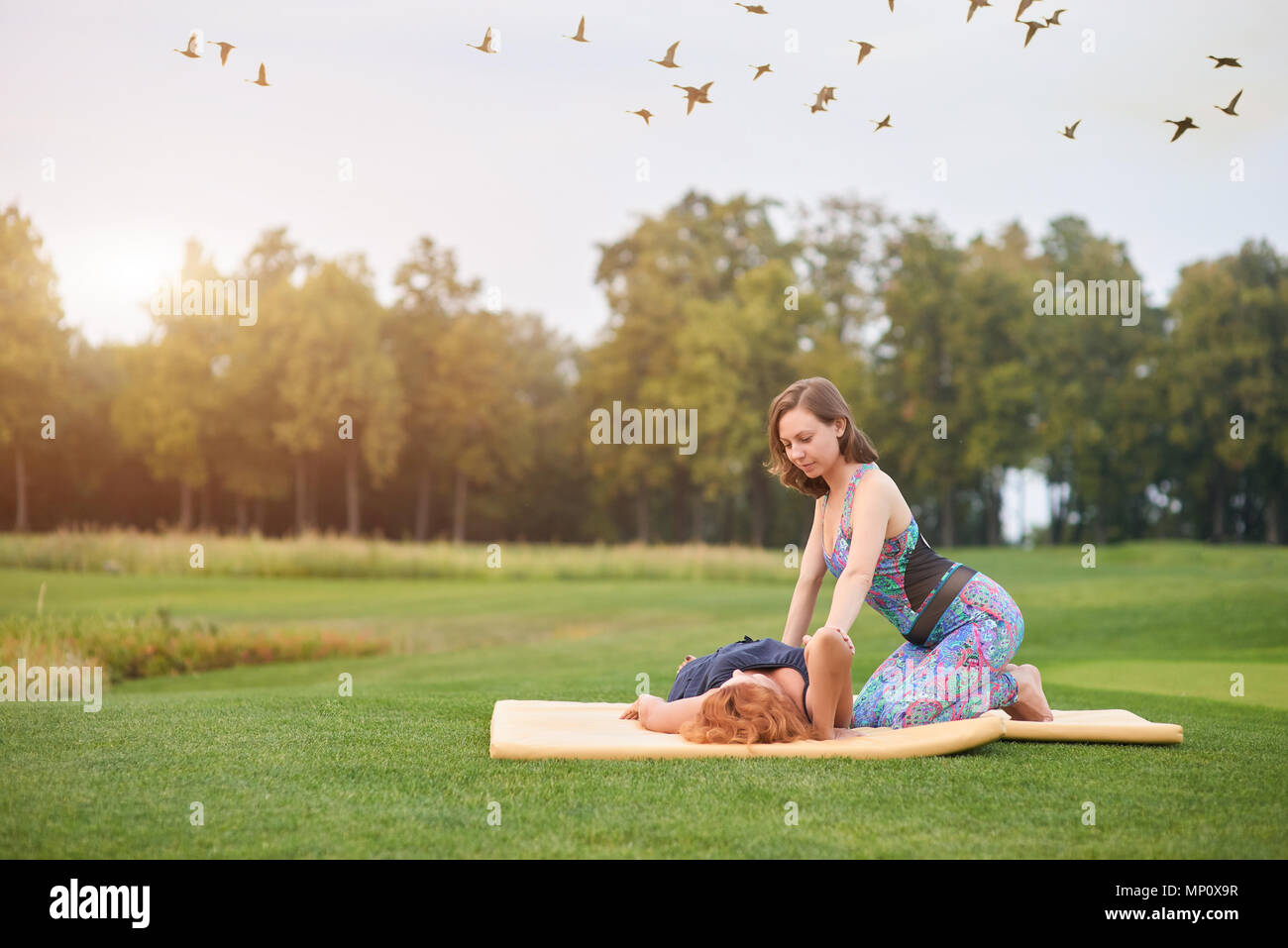 Thai massage elbow stretching Stock Photo Alamy