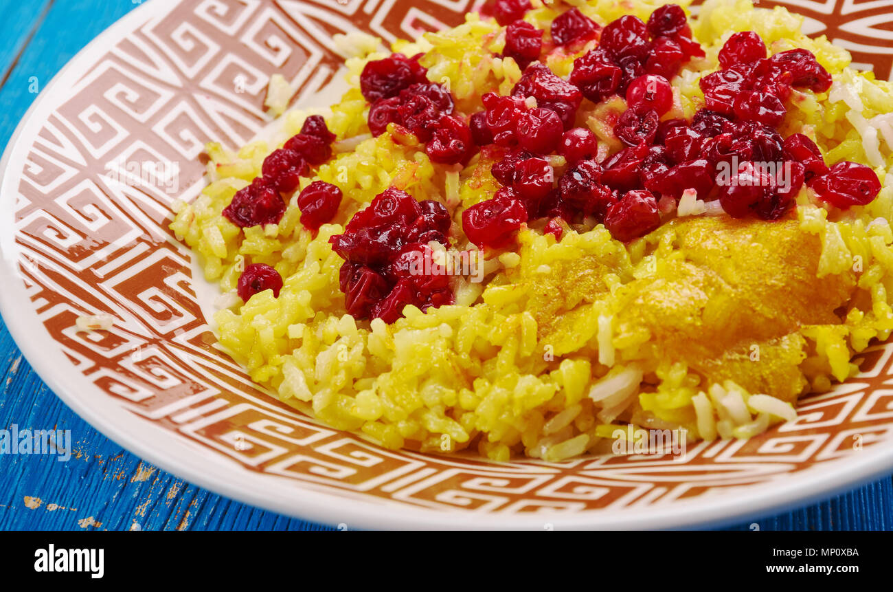 Persian Cranberry Rice Pilaf , made with basmati rice, cranberries, and saffron Stock Photo Alamy