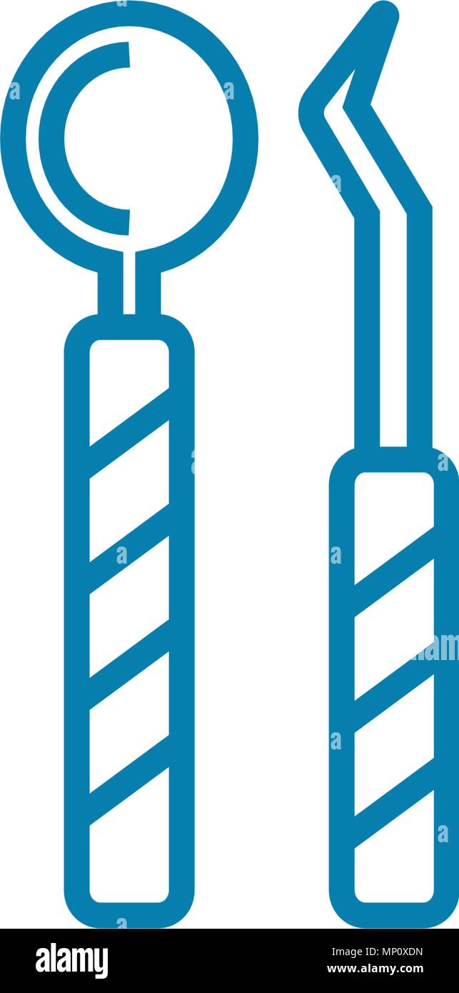 Dental instruments linear icon concept. Dental instruments line vector ...