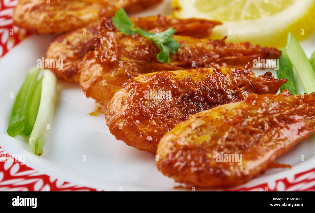 Grilled Jamaican Jerk Shrimp with Mango Chutney Stock Photo Alamy