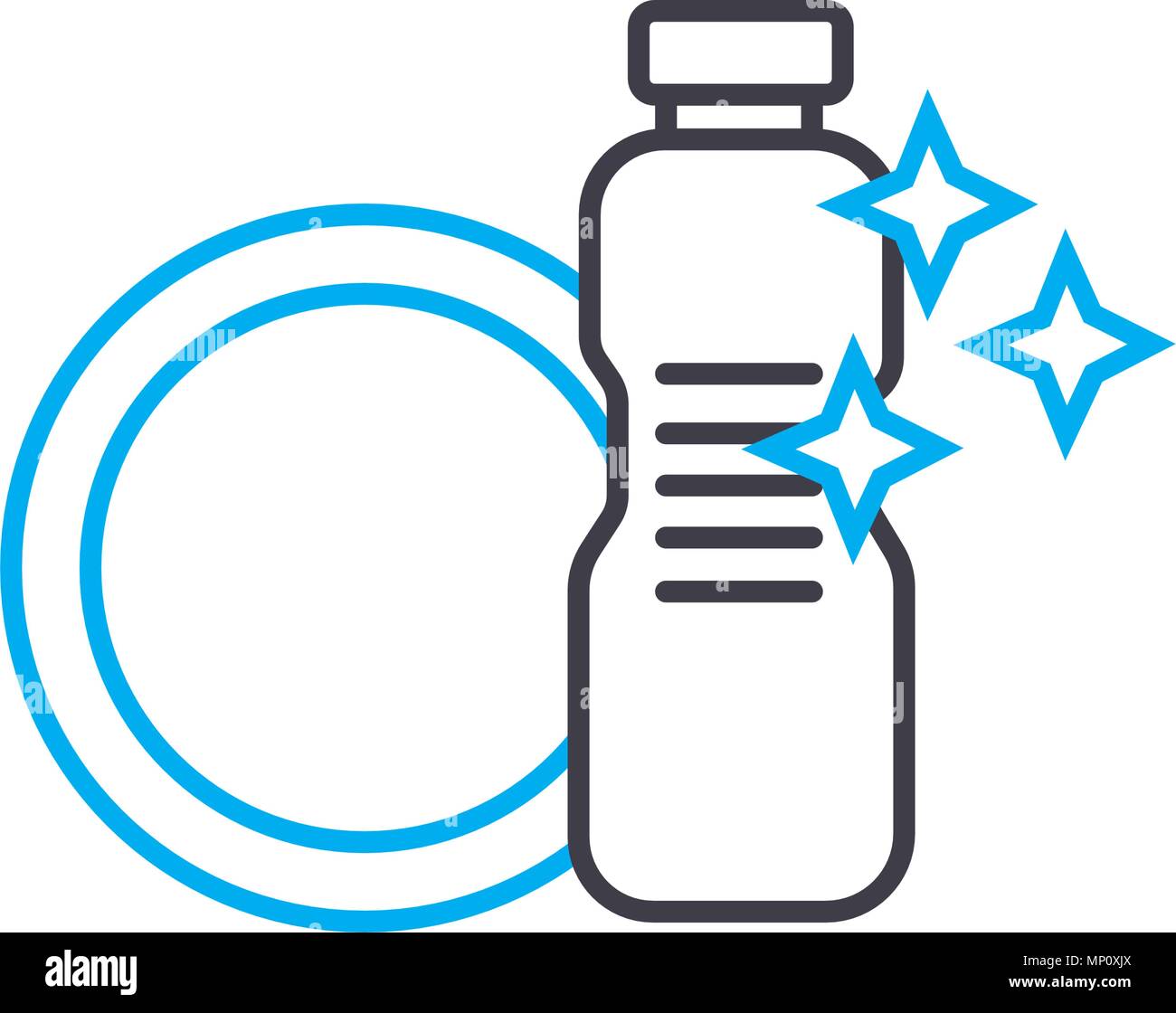 Dishwashing liquid linear icon concept. Dishwashing liquid line vector