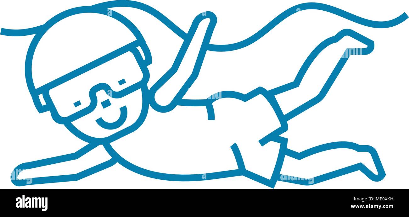 Diving linear icon concept. Diving line vector sign, symbol ...
