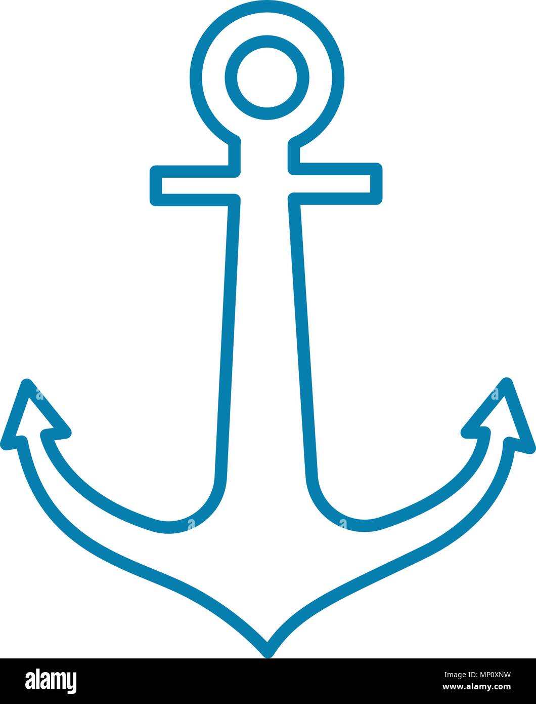 Double-fluked anchor linear icon concept. Double-fluked anchor line vector sign, symbol, illustration. Stock Vector