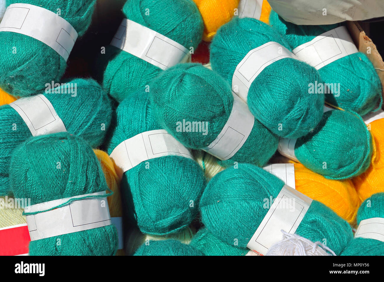 Green Worsted Wool Knitting Yarn Lot Stock Photo Alamy