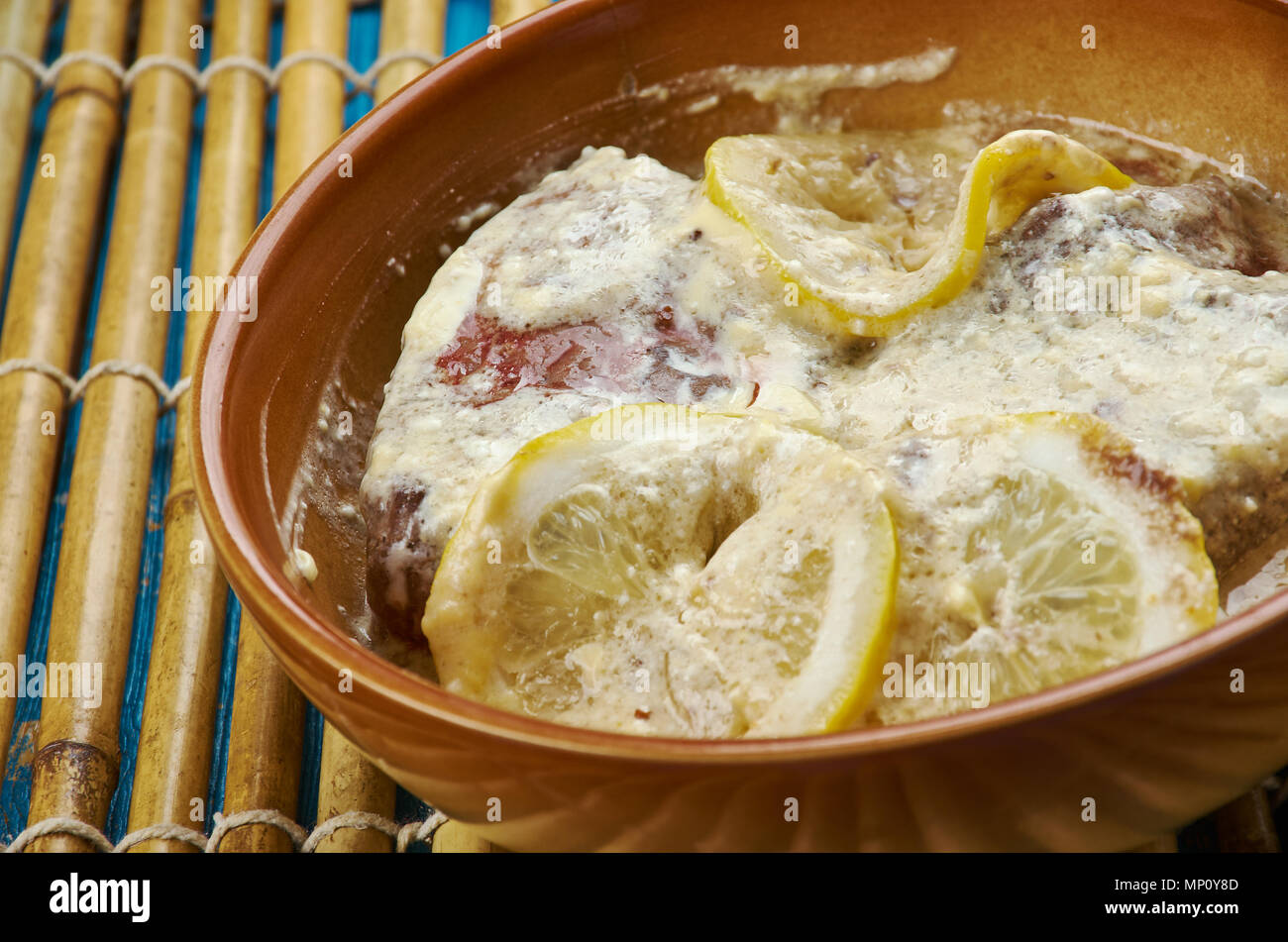 Veal Scallopini Piccata Veal escalope, Italian dish Stock Photo Alamy