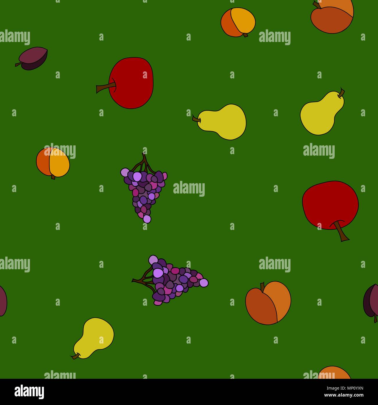 hand drawn vector fruit seamless pattern Stock Vector