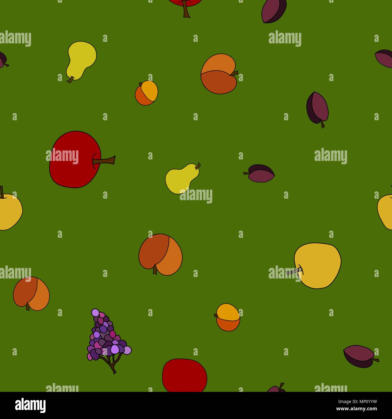 hand drawn vector fruit seamless pattern Stock Vector Image & Art - Alamy