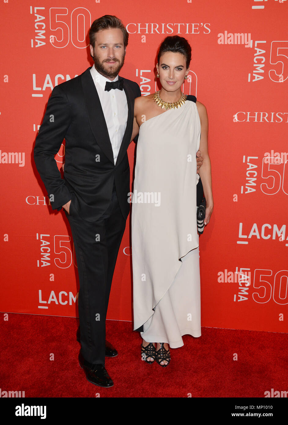 Armie Hammer and Wife Elizabeth Chambers 048 at the  LACMA 50th Ann. Gala 2015 at the LACMA Museum in Los Angeles. April 18, 2015.Armie Hammer and Wife Elizabeth Chambers 048 ------------- Red Carpet Event, Vertical, USA, Film Industry, Celebrities,  Photography, Bestof, Arts Culture and Entertainment, Topix Celebrities fashion /  Vertical, Best of, Event in Hollywood Life - California,  Red Carpet and backstage, USA, Film Industry, Celebrities,  movie celebrities, TV celebrities, Music celebrities, Photography, Bestof, Arts Culture and Entertainment,  Topix, vertical,  family from from the ye Stock Photo