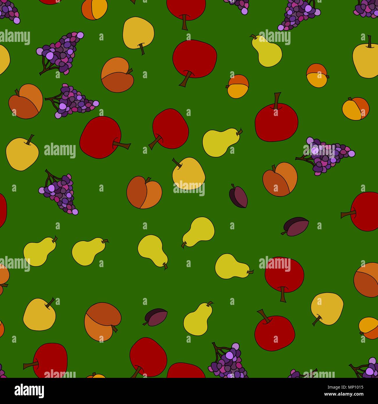 hand drawn vector fruit seamless pattern Stock Vector