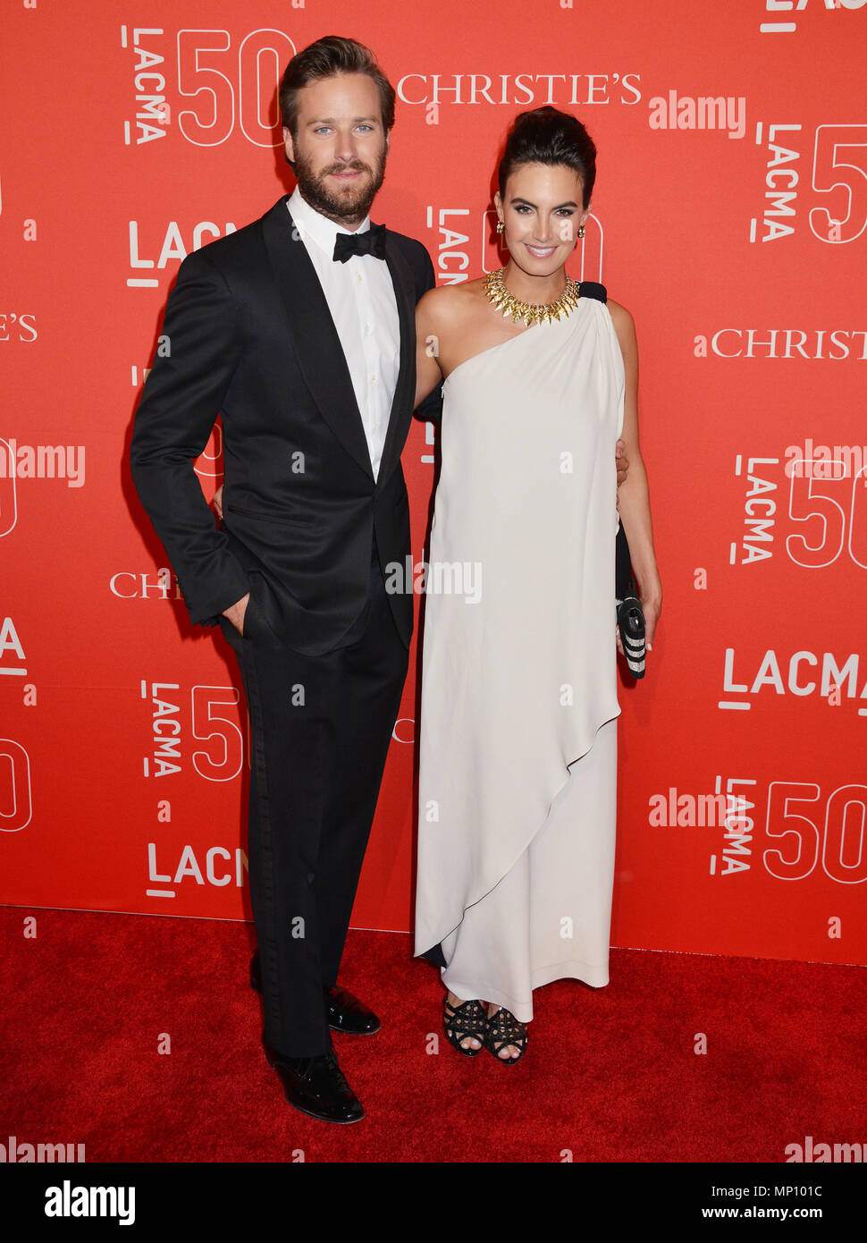 Armie Hammer and Wife Elizabeth Chambers 049 at the  LACMA 50th Ann. Gala 2015 at the LACMA Museum in Los Angeles. April 18, 2015.Armie Hammer and Wife Elizabeth Chambers 049 ------------- Red Carpet Event, Vertical, USA, Film Industry, Celebrities,  Photography, Bestof, Arts Culture and Entertainment, Topix Celebrities fashion /  Vertical, Best of, Event in Hollywood Life - California,  Red Carpet and backstage, USA, Film Industry, Celebrities,  movie celebrities, TV celebrities, Music celebrities, Photography, Bestof, Arts Culture and Entertainment,  Topix, vertical,  family from from the ye Stock Photo