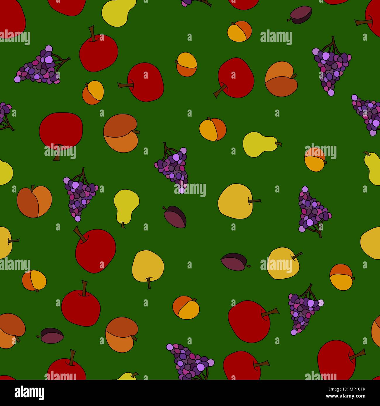 hand drawn vector fruit seamless pattern Stock Vector