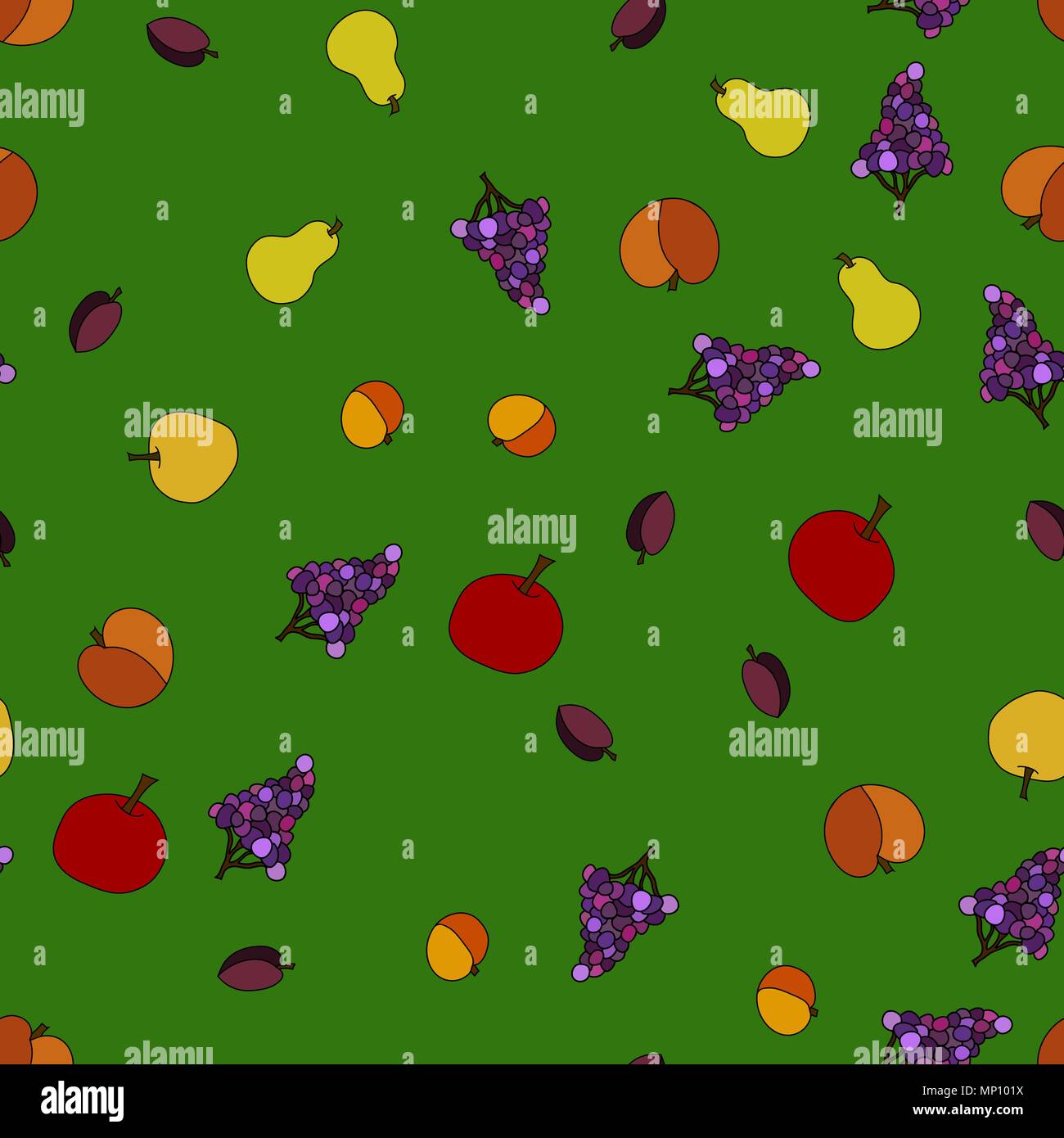 hand drawn vector fruit seamless pattern Stock Vector