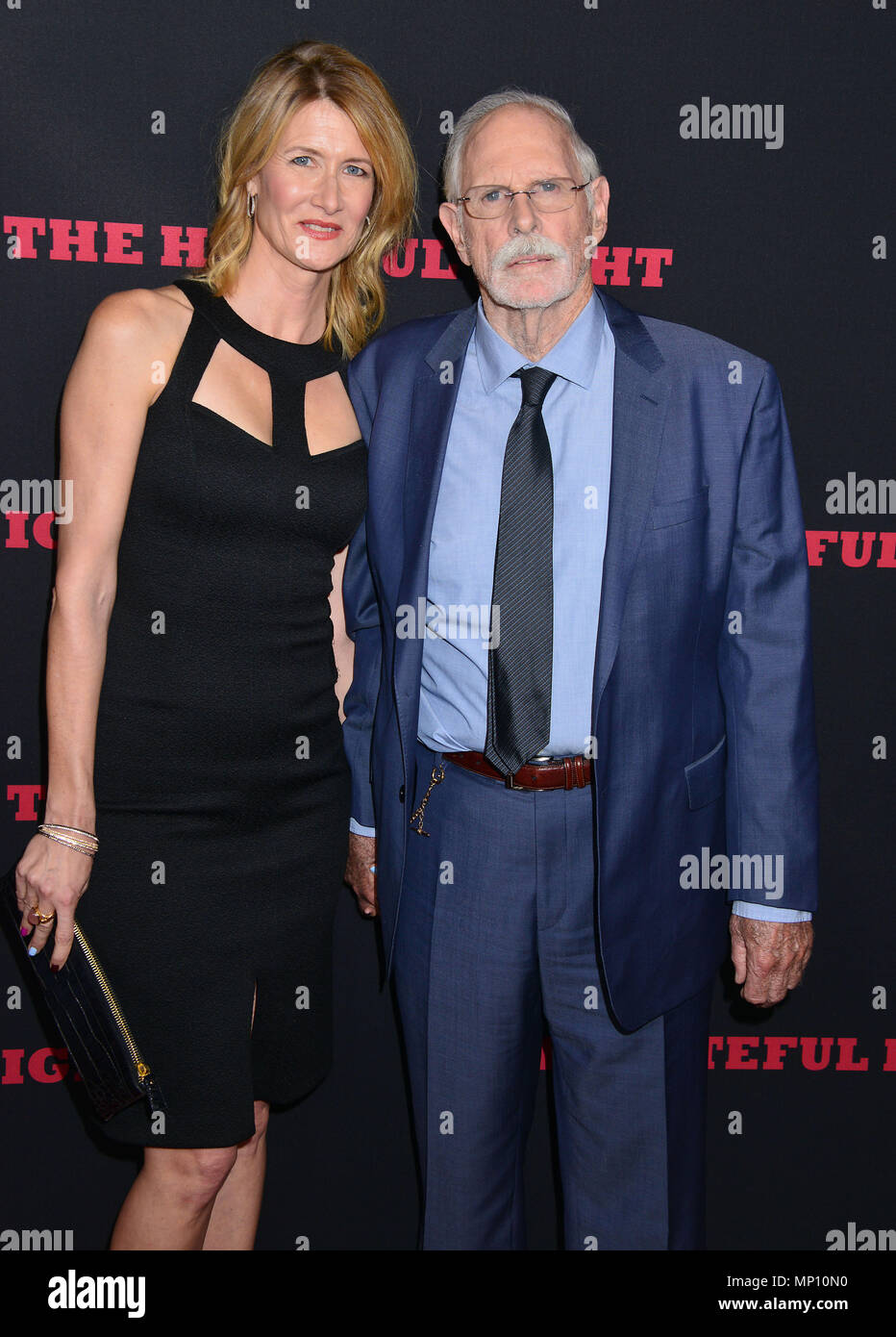 Bruce Dern and daughter Laura Dern at the Hateful Eight Premiere at the  Arclight Theatre in Los Angeles. December 7, 2015.Bruce Dern and daughter  Laura Dern ------------- Red Carpet Event, Vertical, USA,