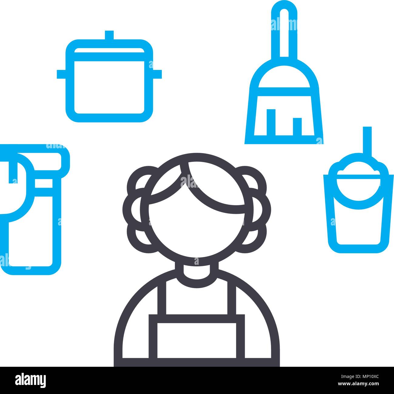 House cleaning linear icon concept. House cleaning line vector sign ...