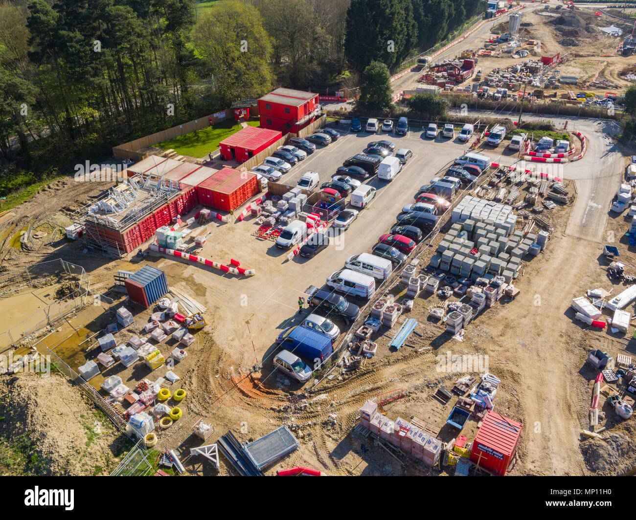 Aerial views of Redrow Homes development Penlands Green, located in Haywards Heath, West Sussex
