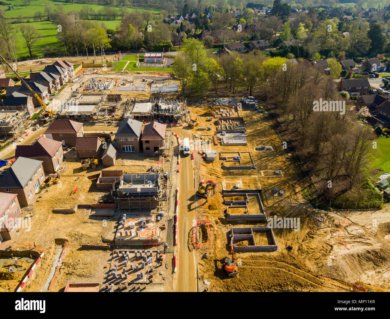 Aerial views of Redrow Homes development Penlands Green, located in Haywards Heath, West Sussex
