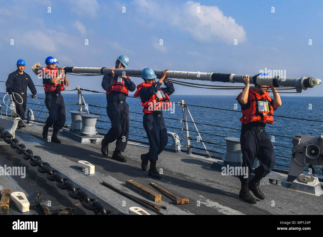 MUSCAT, Oman (March 6, 2018) Sailors assigned to the Arleigh Burke ...