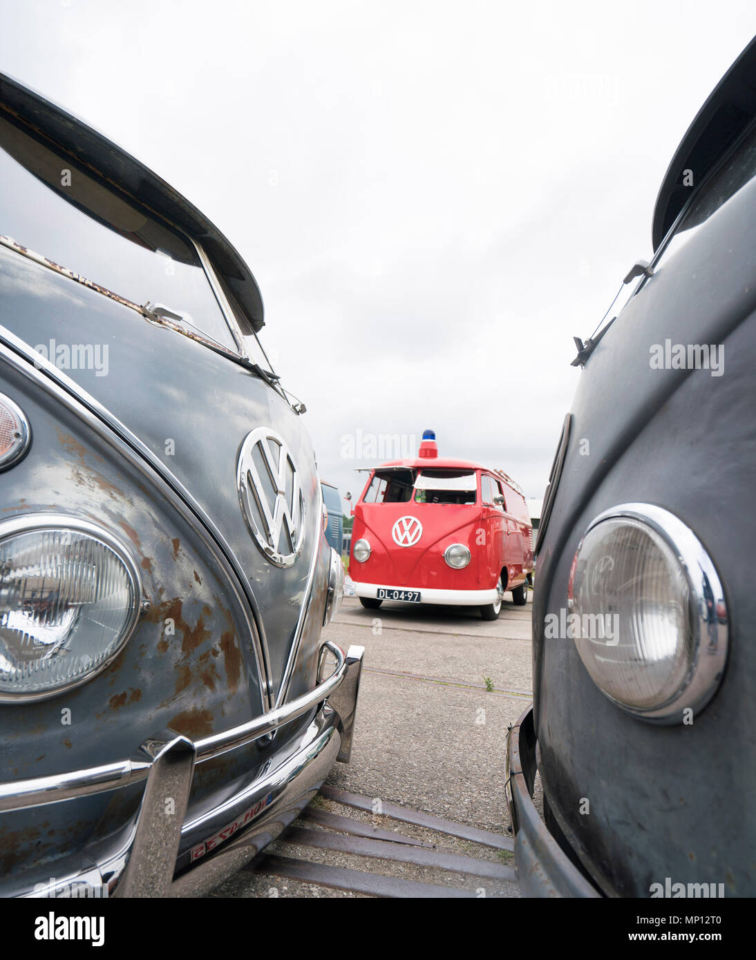 Vintage, retro Volkswagen VW Transorters Stock Photo