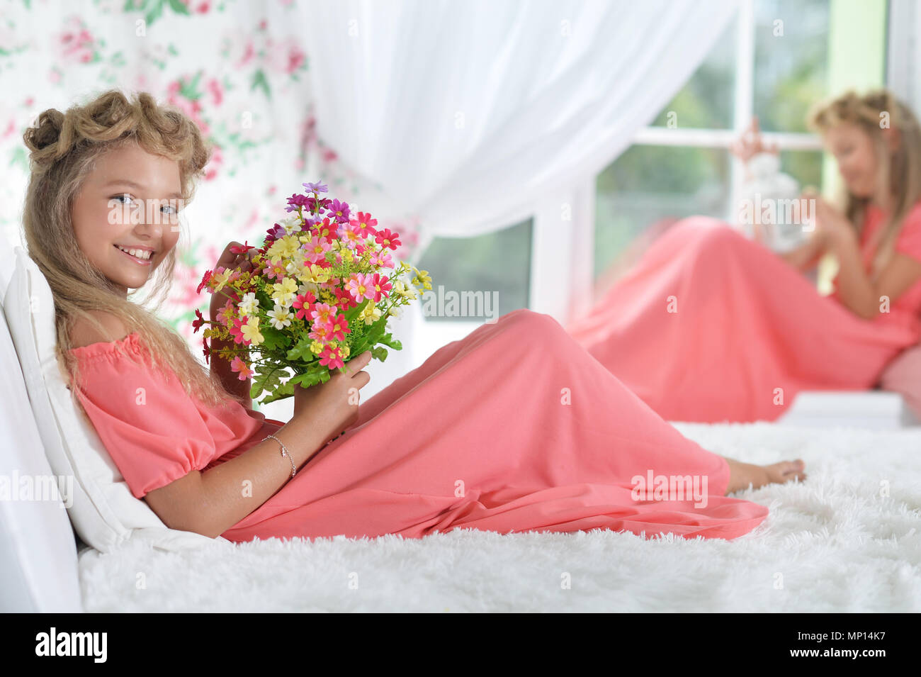 Girl pink dress preteen hi-res stock photography and images - Alamy