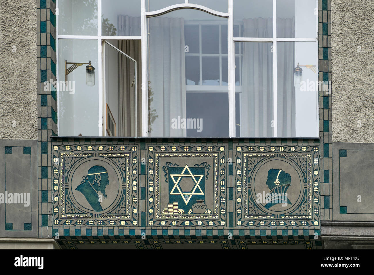 Decoration of jewish balcony in Prague Stock Photo