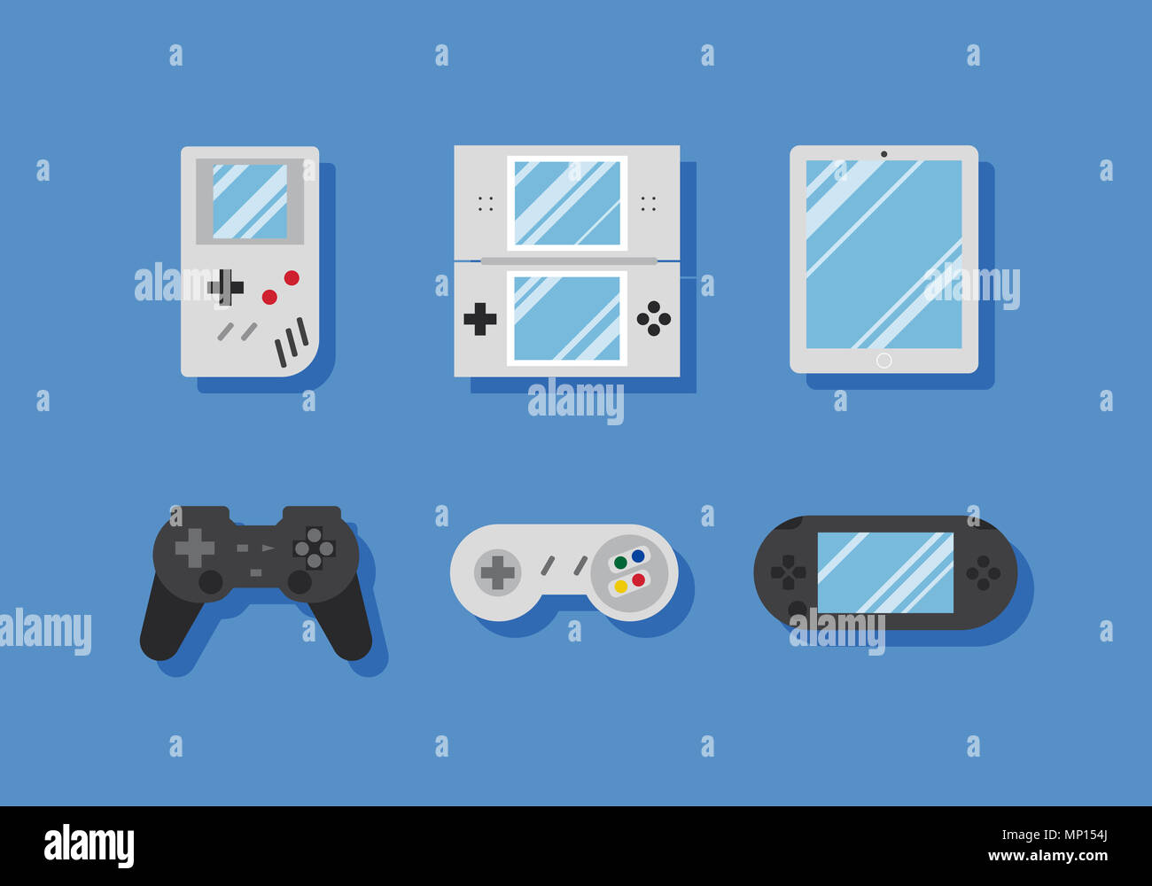 Illustration of Game controllers. Stock Photo
