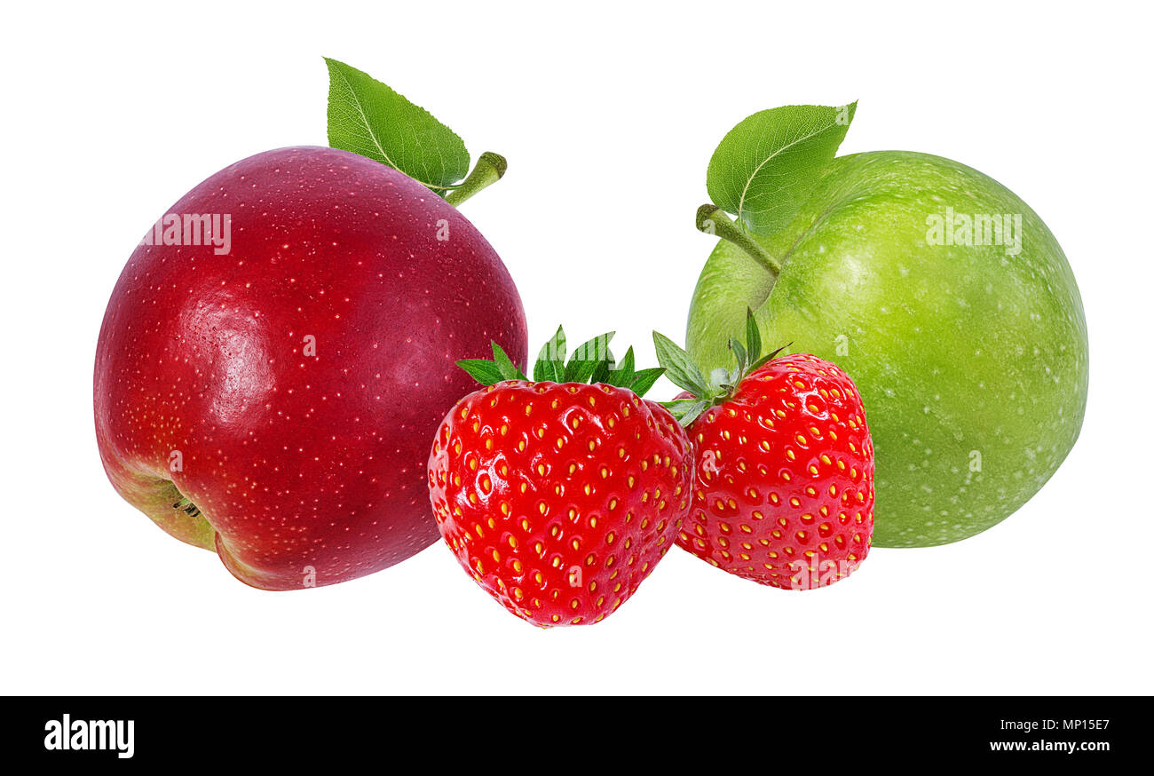 apples and strawberries isolated on white background Stock Photo - Alamy