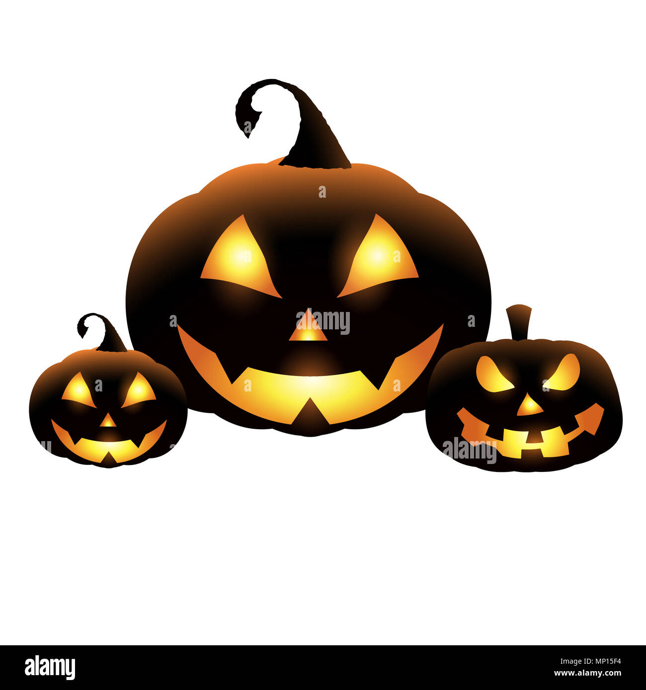 Spooky Halloween background with pumpkins in a cemetery Stock Photo