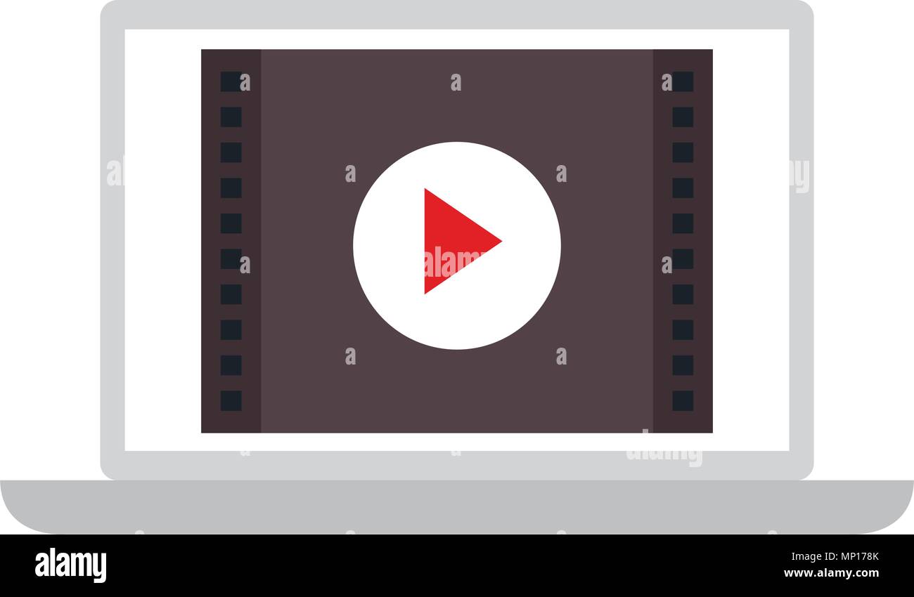 computer laptop with media player interface vector illustration design ...