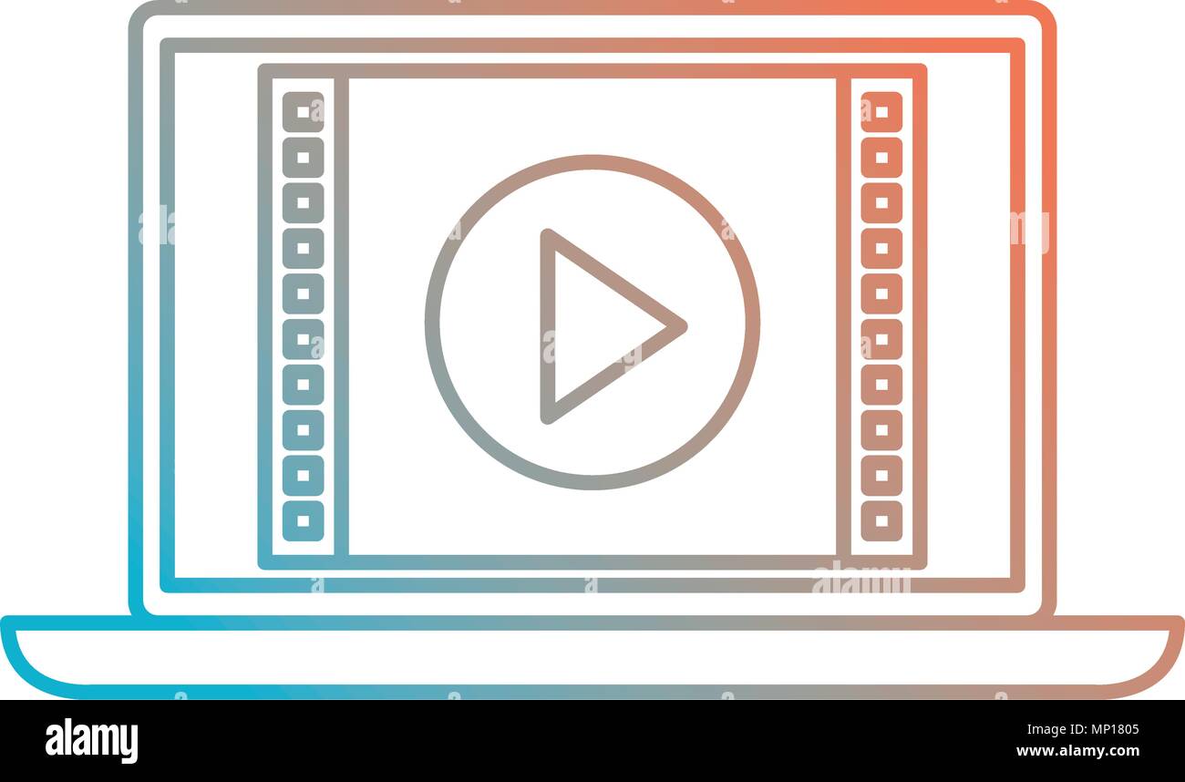 computer laptop with media player interface vector illustration design ...