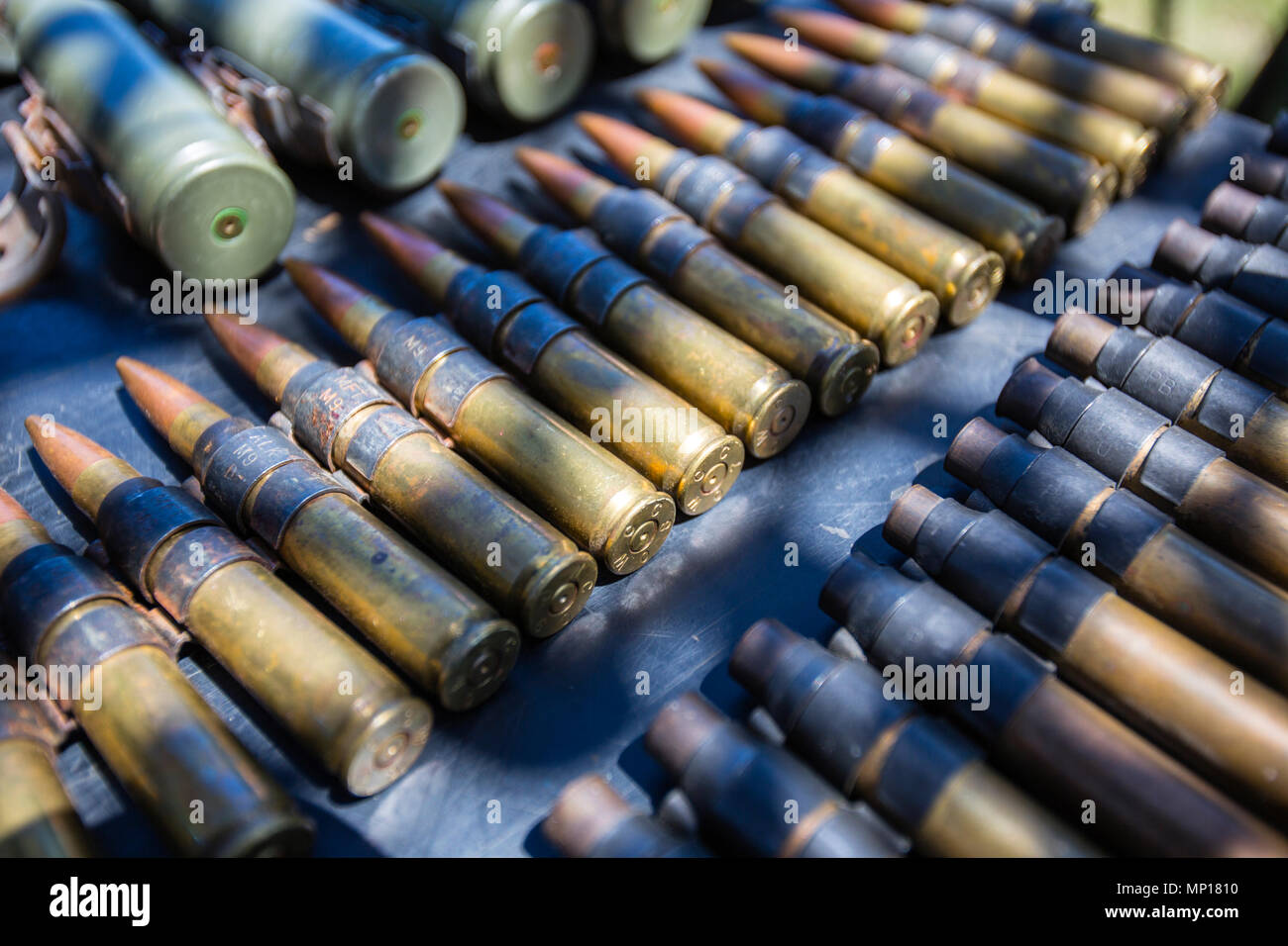 World War II ammunition display at the Central Texas Airshow Stock Photo