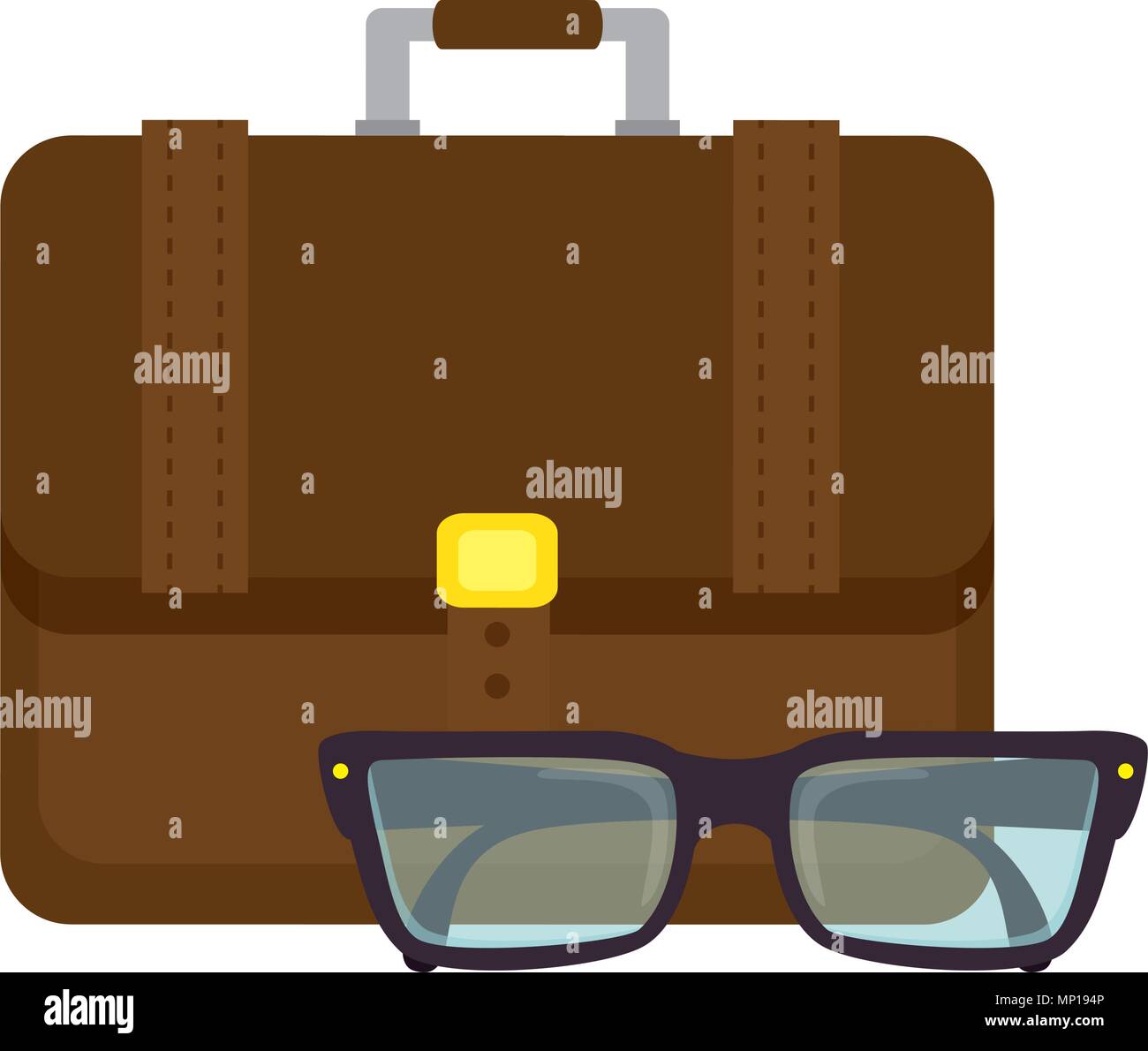 portfolio briefcase with glasses Stock Vector