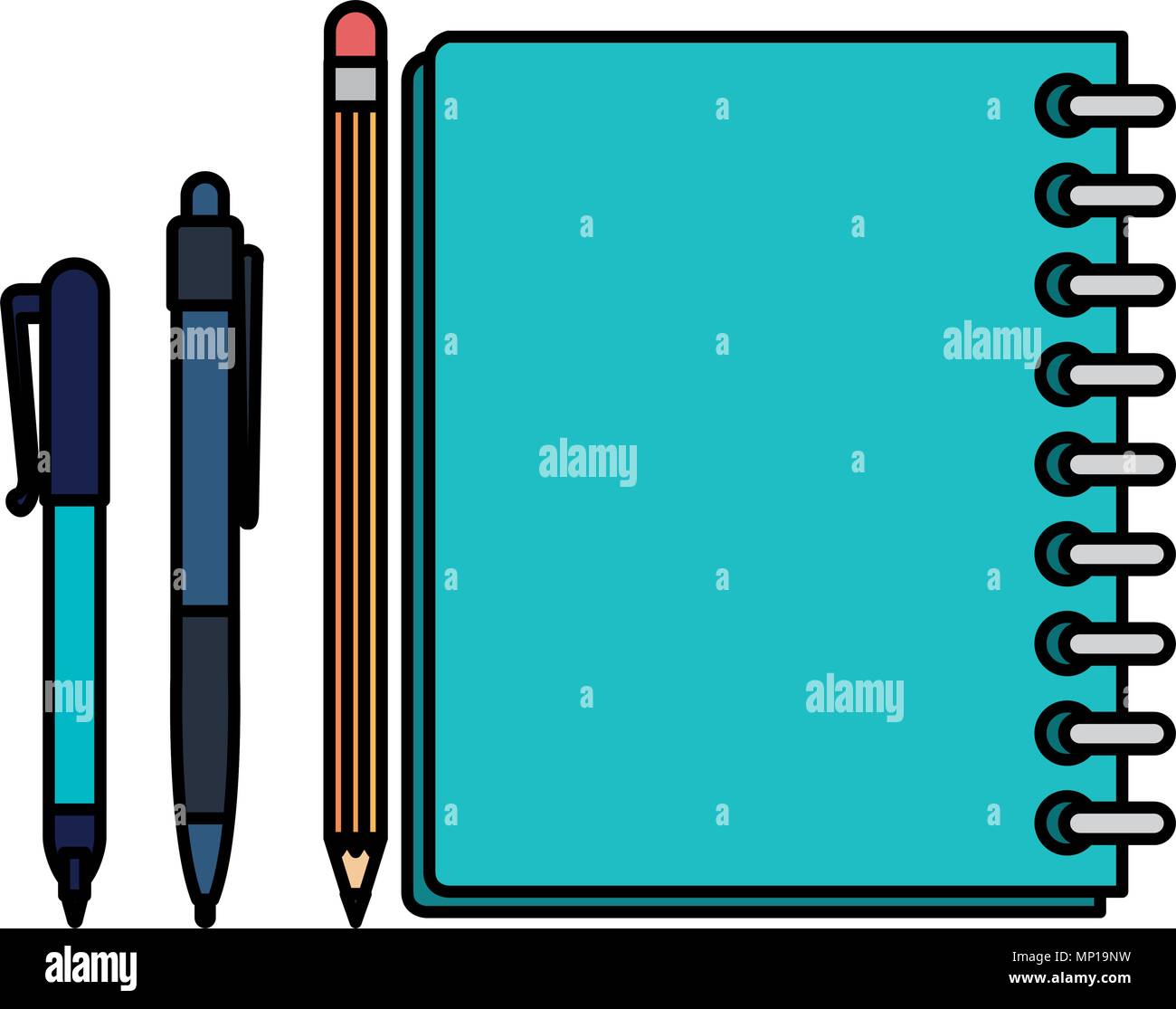 Notebook with pens Stock Vector Images Alamy
