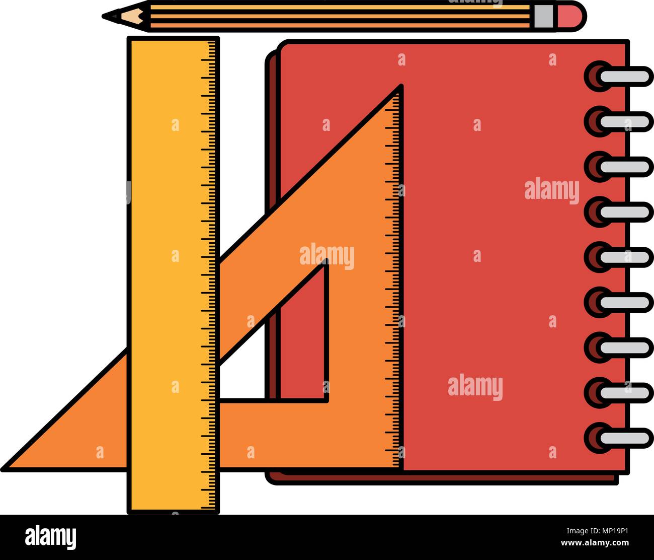 notebook school with pencil and rules Stock Vector Image & Art Alamy