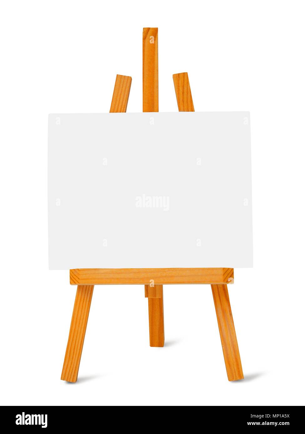 Small easel and canvas on white background Stock Photo