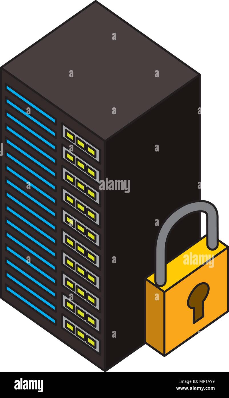 data server center cyber security isometric design Stock Vector