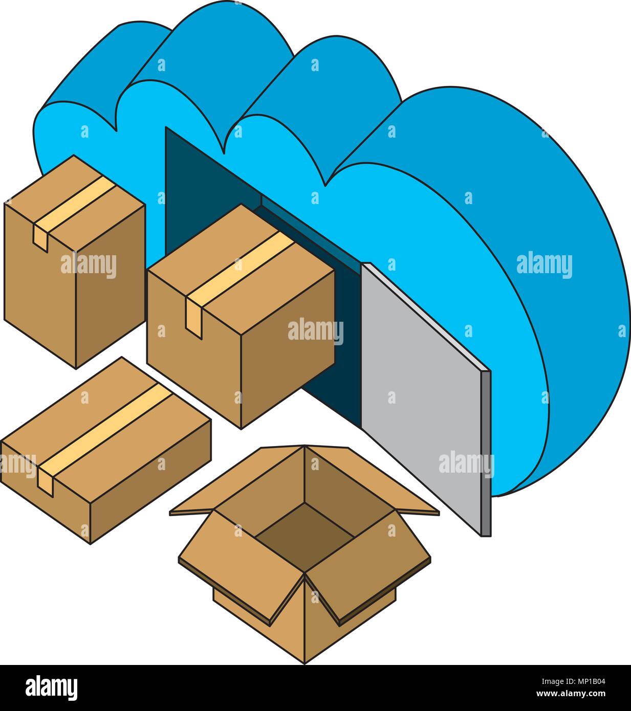 cloud computing packages storage Stock Vector