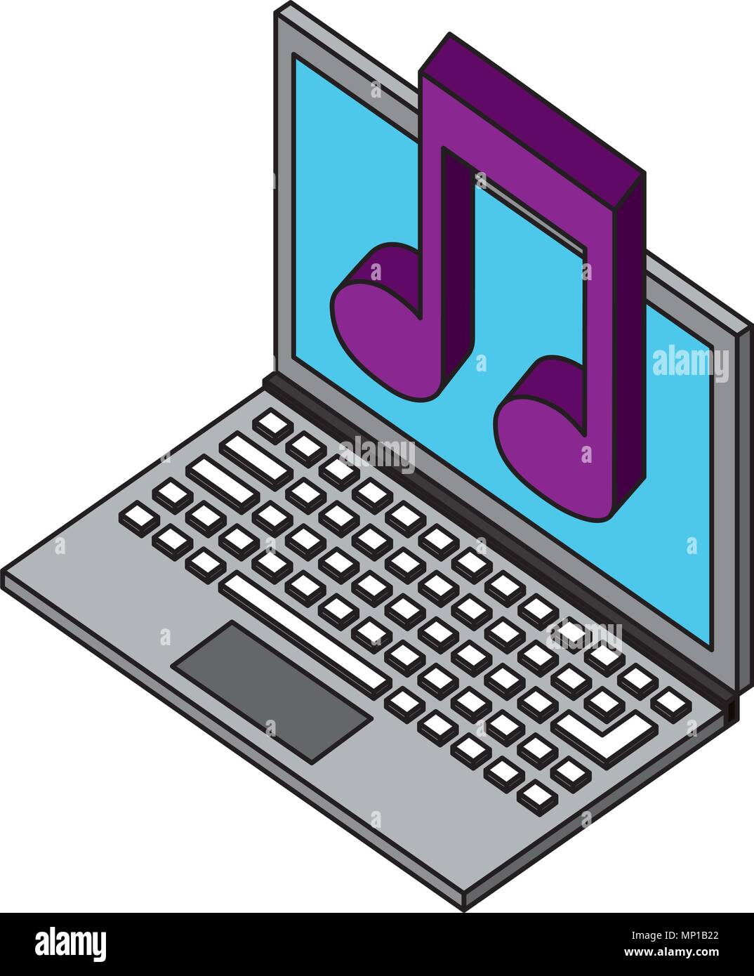 laptop and note music isometric design Stock Vector Image & Art - Alamy