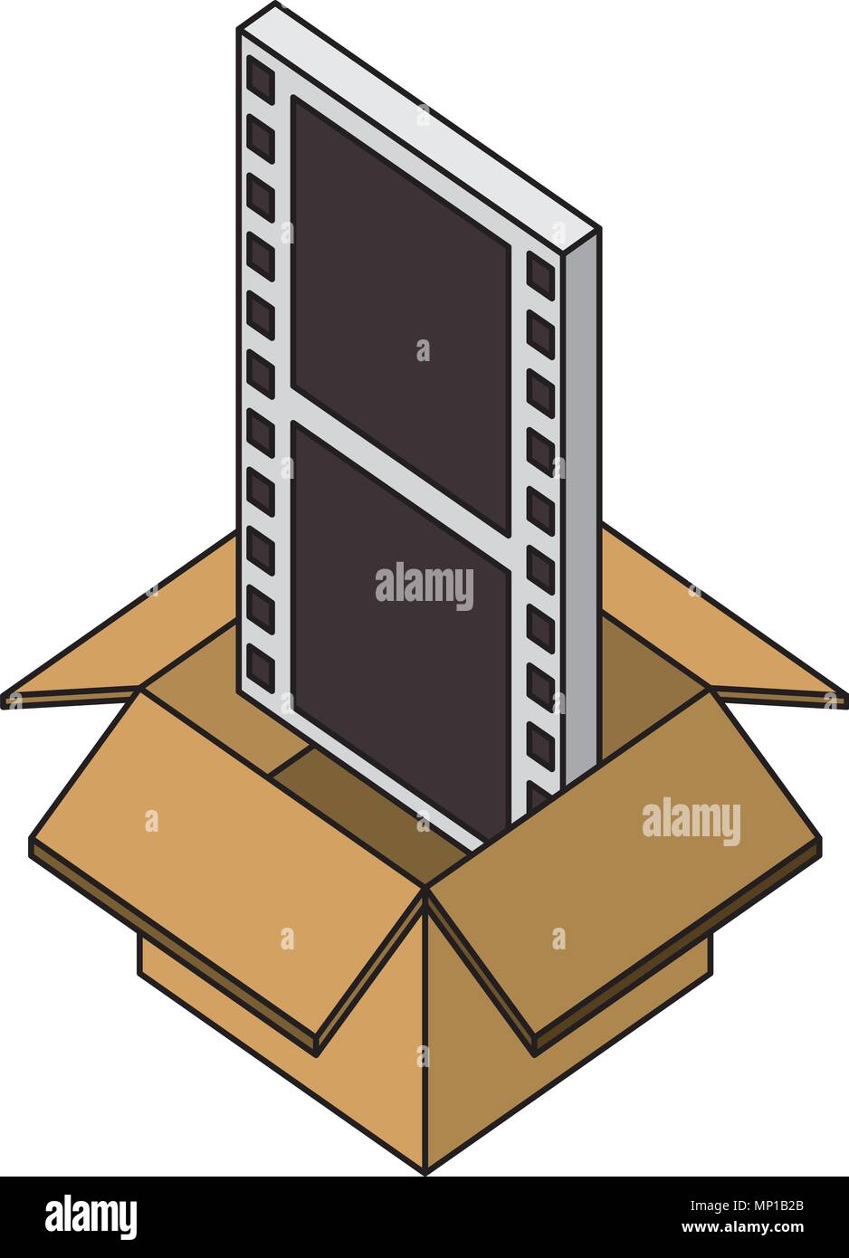 cardboard box movie film strip isometric design Stock Vector Image & Art Alamy