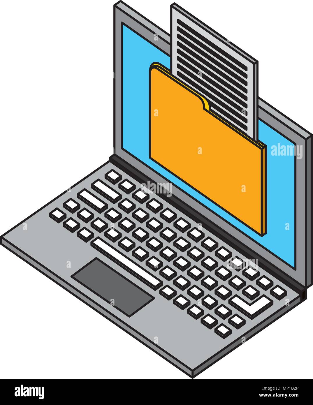 laptop folder file data isometric design Stock Vector Image & Art - Alamy