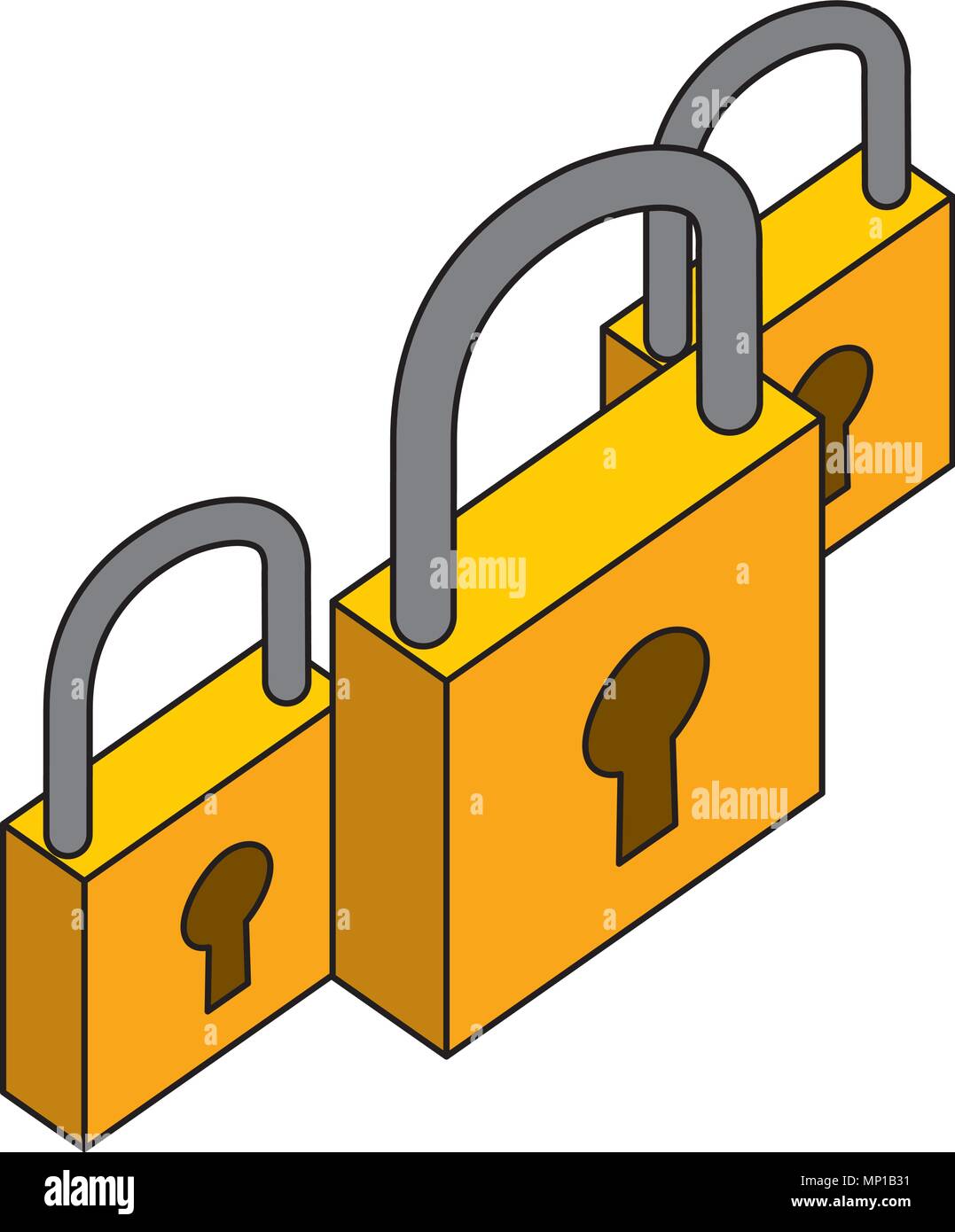 cyber security padlock protection isometric design Stock Vector Image ...