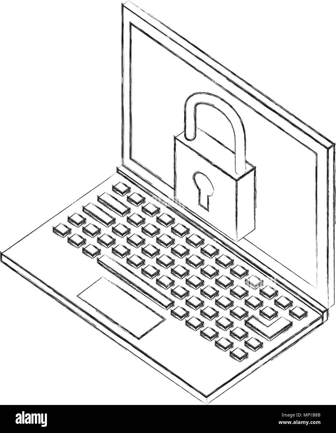 laptop technology cyber security isometric design Stock Vector Image ...