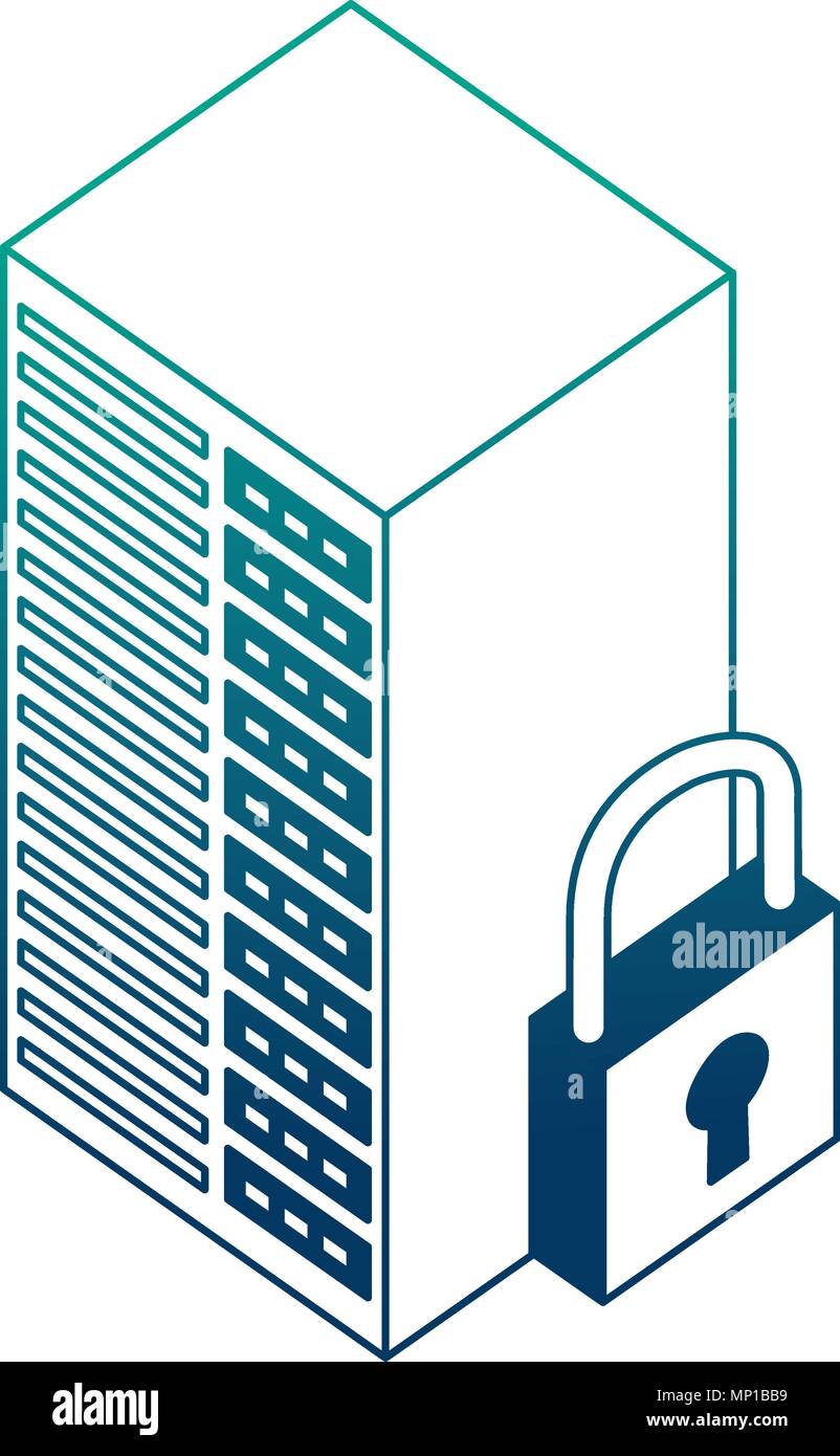 database server center cyber security isometric design Stock Vector