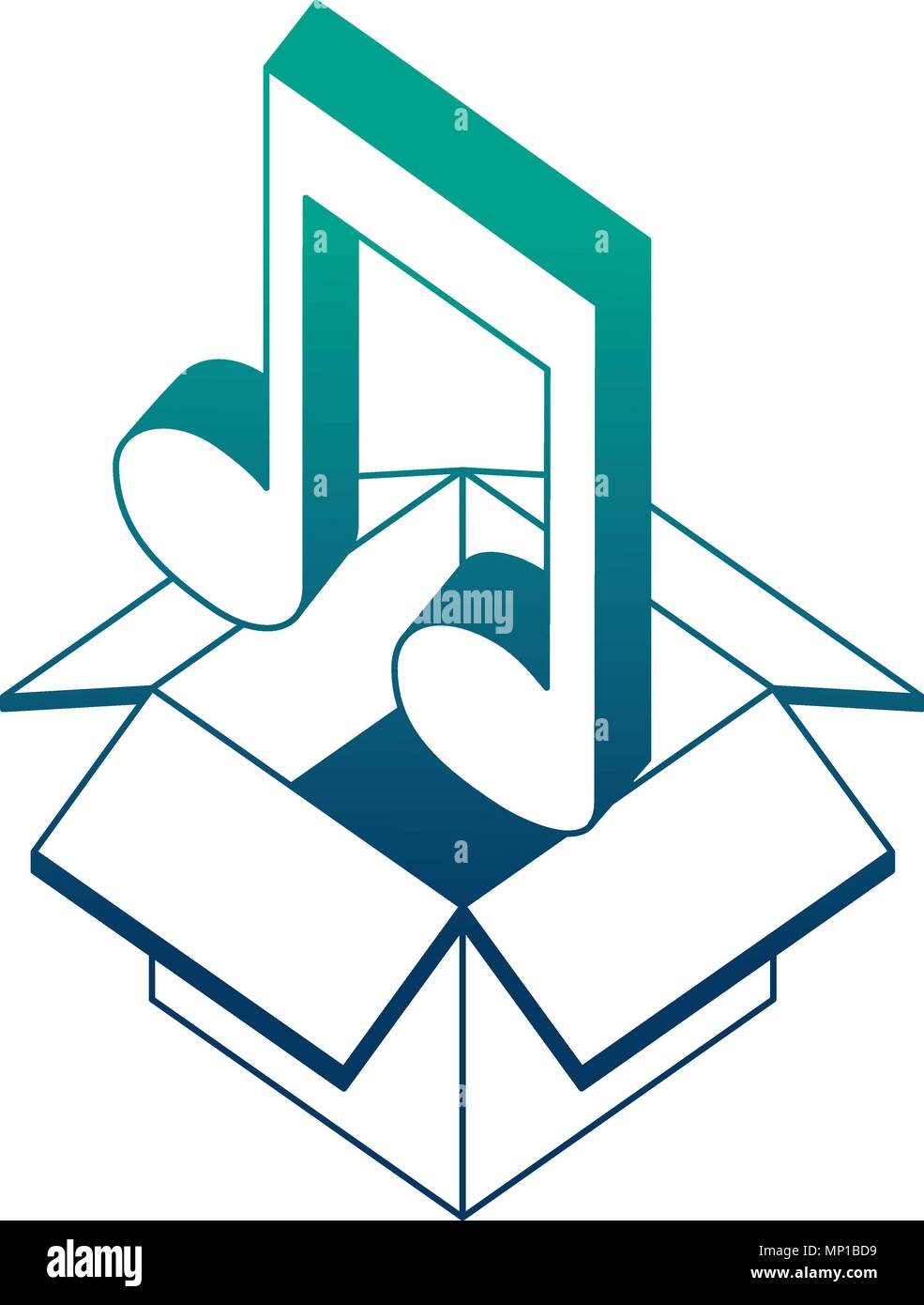 cardboard box music note sound isometric design Stock Vector Image