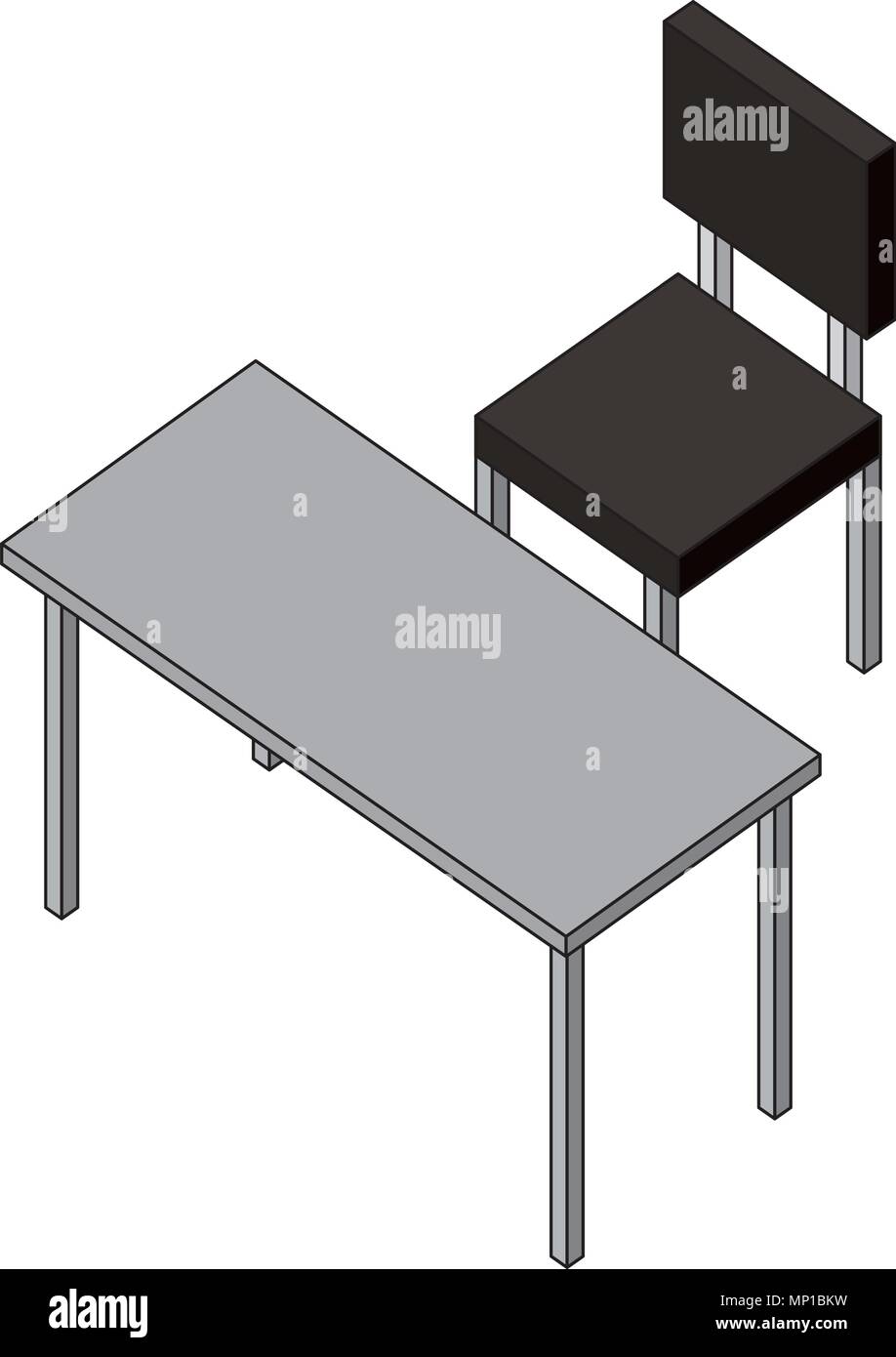 office desk and chair furniture isometric Stock Vector Image & Art - Alamy