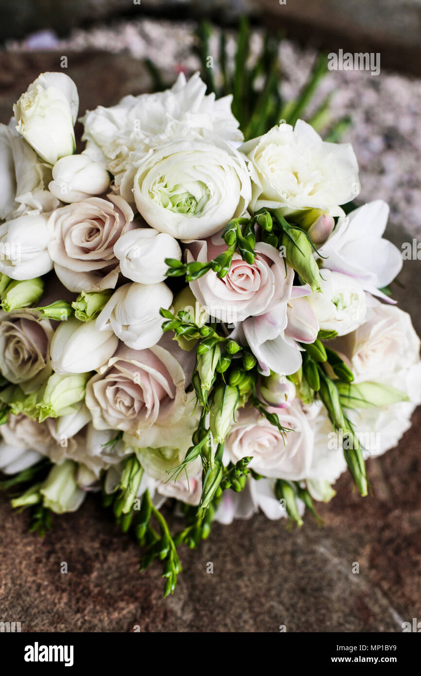 White Pink Pastels Stylish And Delicate Peonias Roses Paeonia Mix Bouquet Arrangement Home Decor Villa Celebratuion Funeral Wedding Stock Photo Alamy