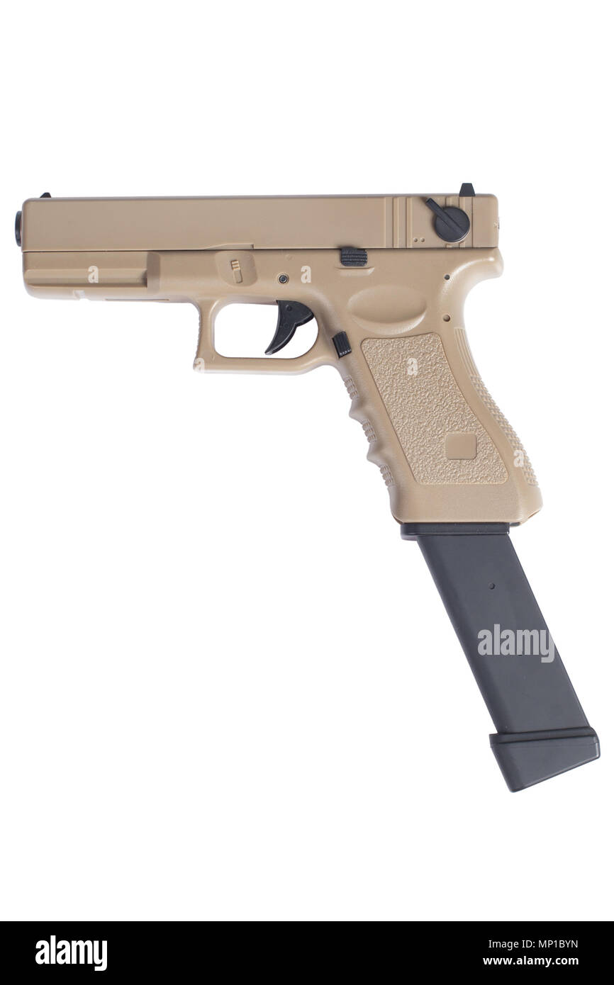 automatic 9mm handgun isolated on a white background Stock Photo - Alamy