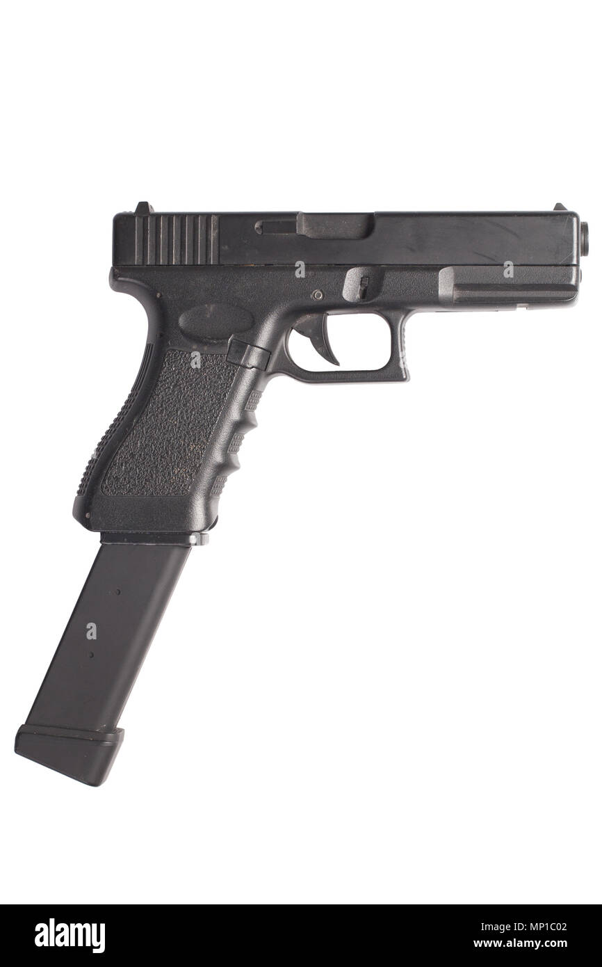 automatic 9mm handgun isolated on a white background Stock Photo - Alamy