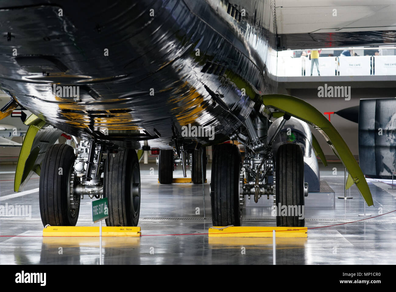 The undercarriage of the Boeing B-52 at Duxford Air Museum, Cambridgeshire, England Stock Photo